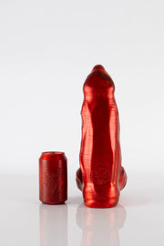 A product photo of a Twisted Beast Demon Dildo in Demon blood colour (red).