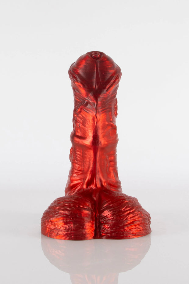 A front photo of a centaur dildo showing the details of the head of the toy.