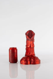 A large, red centaur dildo by Twisted Beast.